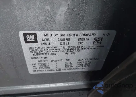 2022 Chevrolet Trailblazer Fwd Lt из США, поврежденный, VIN KL79MPSL3NB078132